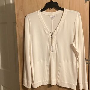 Athleta White Long Sleeve Top with Zipper